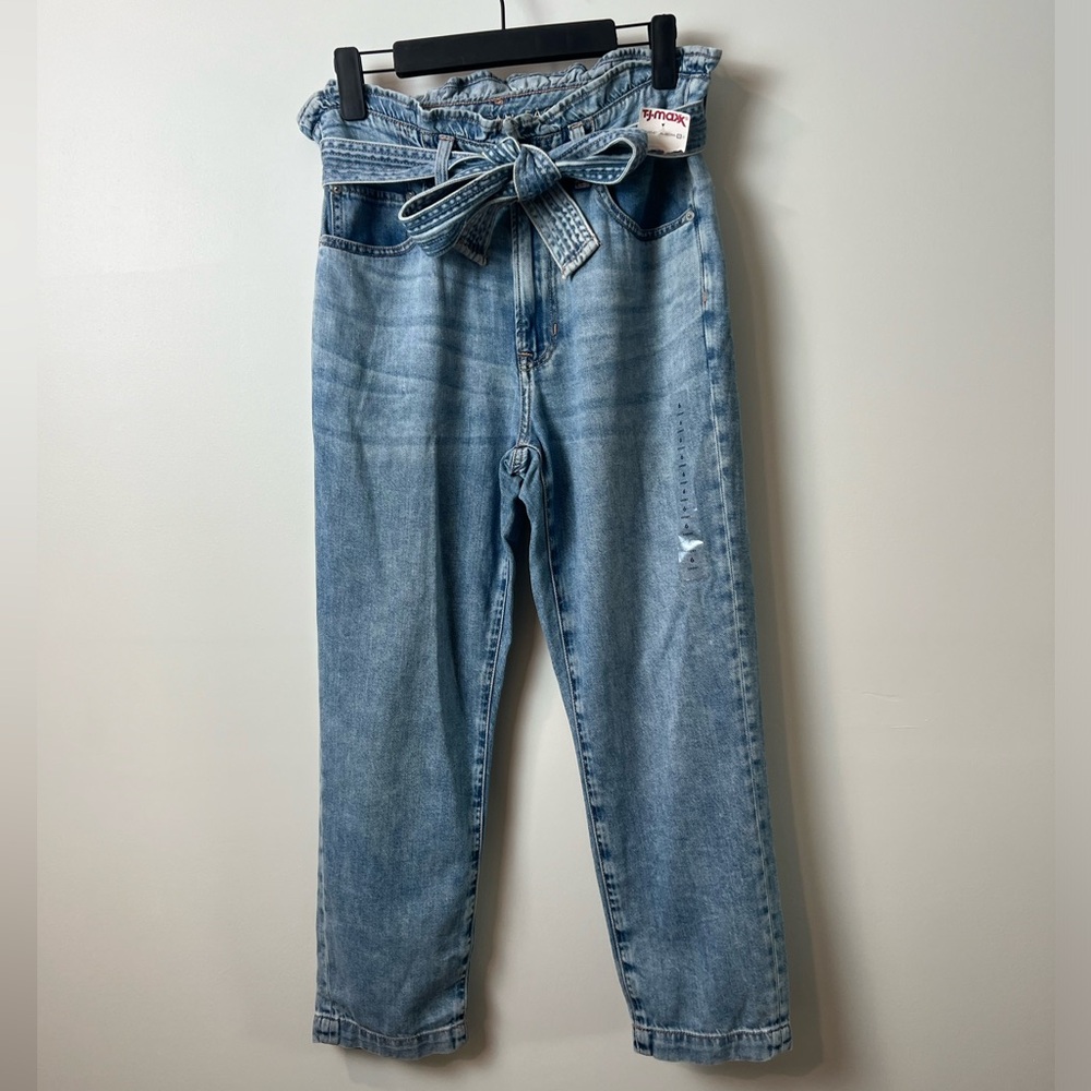 NWT American Eagle 90s Slim Boyfriend Belted Paper Bag Jeans 6 Short